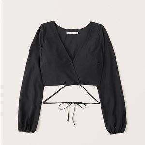 Abercrombie Black Long Sleeve Cupro Top NWT